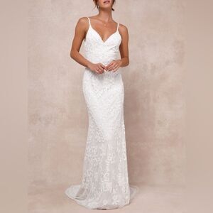 Lulu's White Lace Bridal Gown
